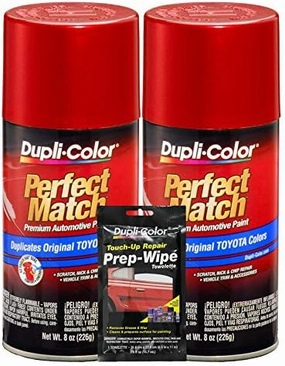 Dupli-Color Red Pearl Exact-Match Automotive Paint For Toyota Vehicles - 8 oz, Bundles Prep Wipe (3 Items)