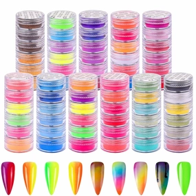 Duufin 66 Colors Nail Pigment Powder - Pearlescent, Glitter, Fluorescent, Luminous, High-Gloss Halo for Nail Art, Body and Crafts