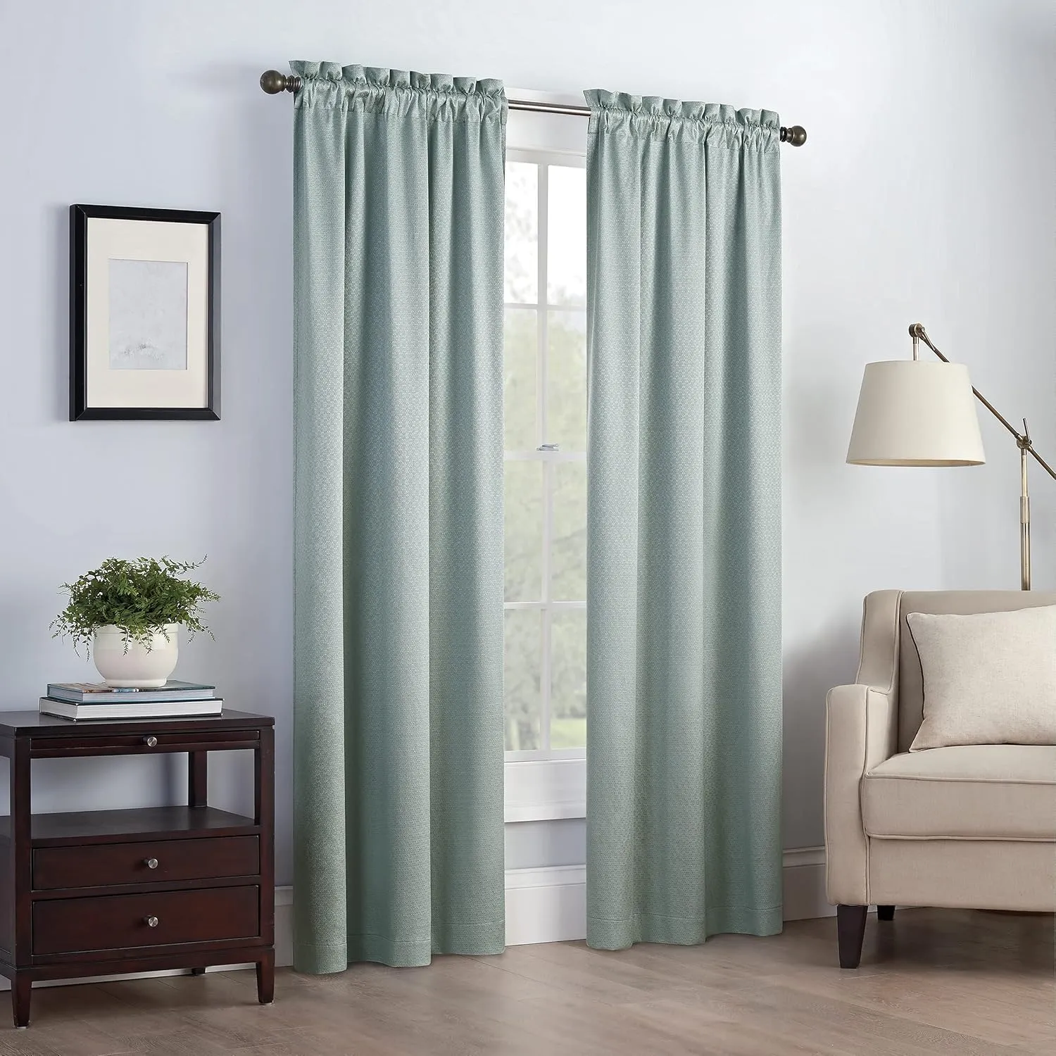 Eclipse Canova Thermal Insulated Single Panel Rod Pocket Darkening Curtains for Living Room, 42 in x 95 in, RIVER BLUE