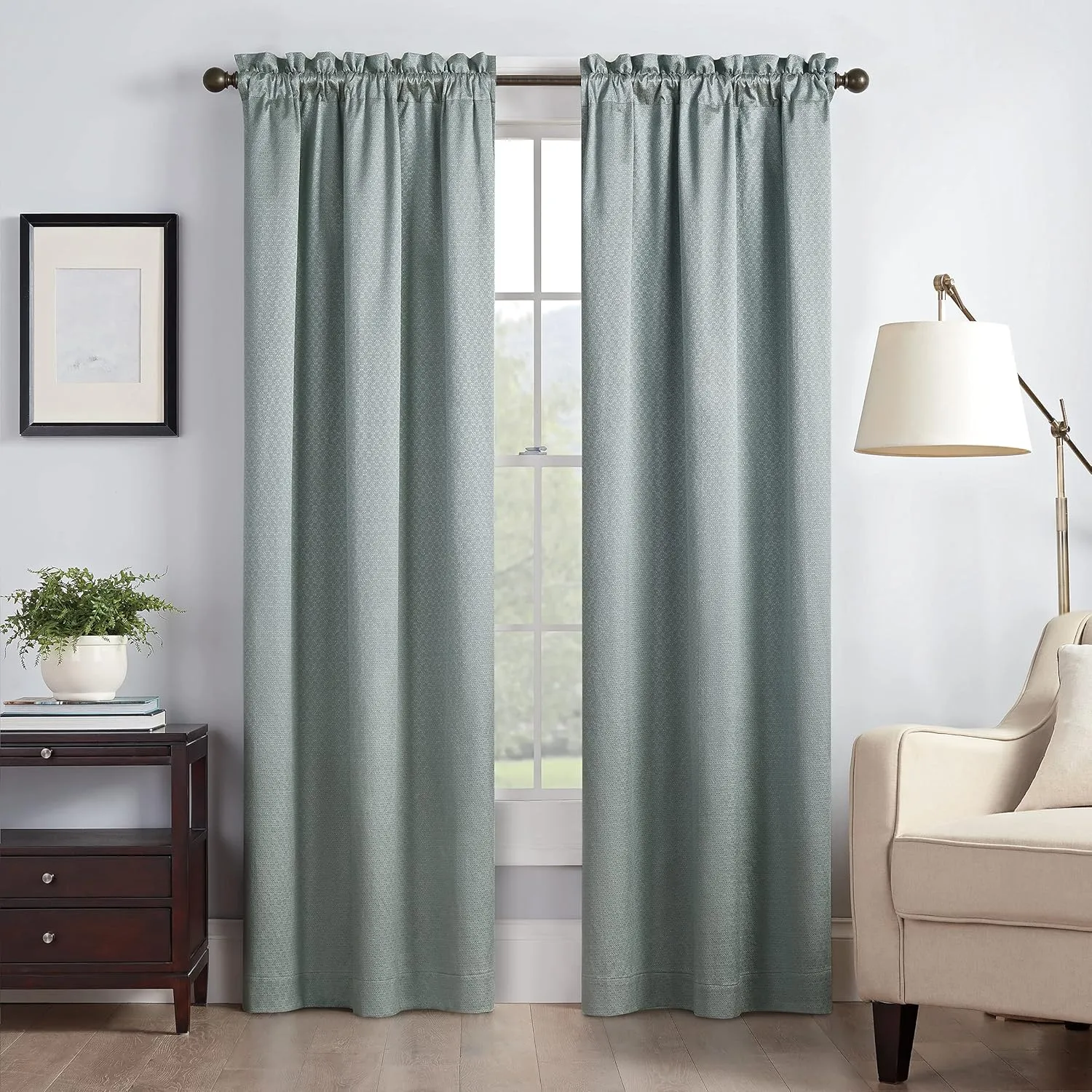 Eclipse Canova Thermal Insulated Single Panel Rod Pocket Darkening Curtains for Living Room, 42 in x 95 in, RIVER BLUE