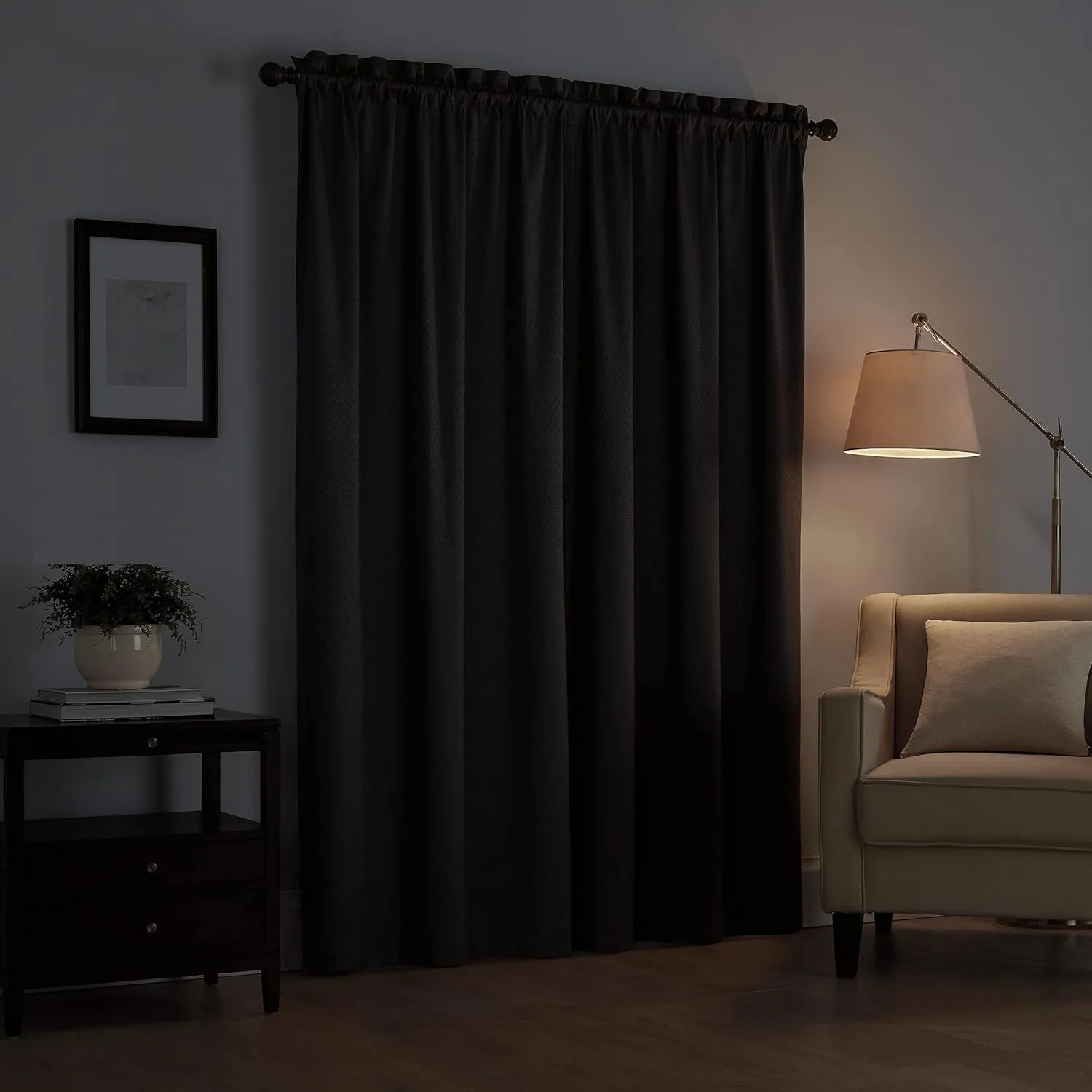 Eclipse Canova Thermal Insulated Single Panel Rod Pocket Darkening Curtains for Living Room, 42 in x 95 in, RIVER BLUE