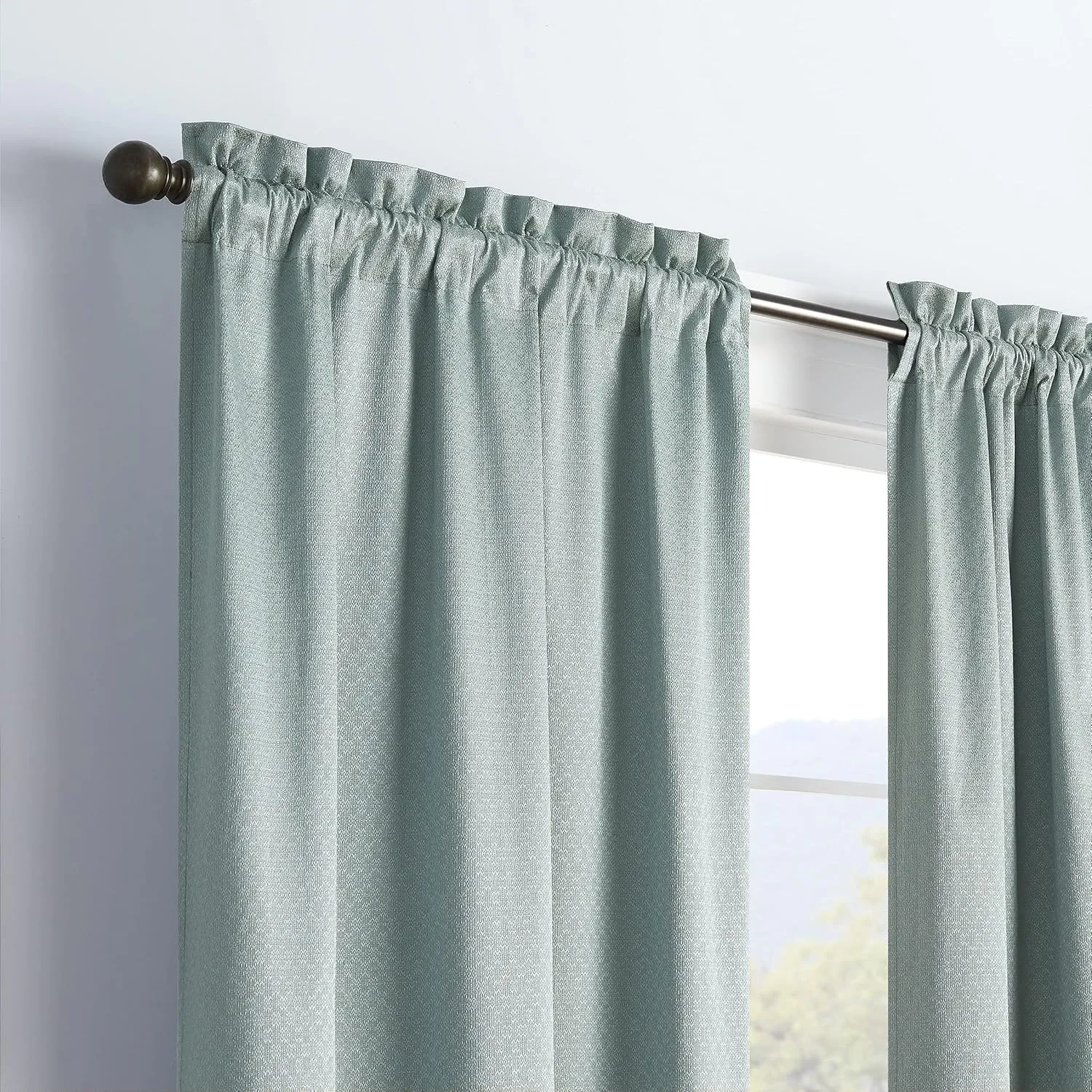 Eclipse Canova Thermal Insulated Single Panel Rod Pocket Darkening Curtains for Living Room, 42 in x 95 in, RIVER BLUE