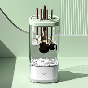 Efficient Electric Makeup Brush Cleaner Machine– 8000 RPM Automatic Cleaner with Multi-Size Silicone Holder, Deep Cleans Makeup Brushes and Sponges (1 Pcs)