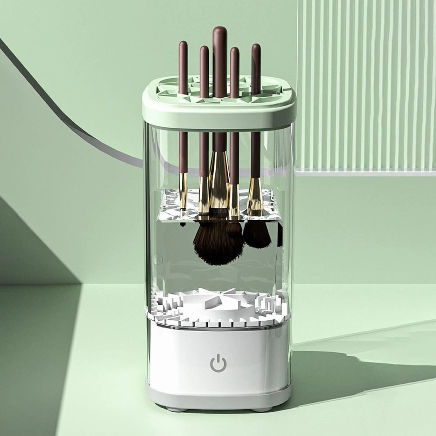 Efficient Electric Makeup Brush Cleaner Machine– 8000 RPM Automatic Cleaner with Multi-Size Silicone Holder, Deep Cleans Makeup Brushes and Sponges (1 Pcs)