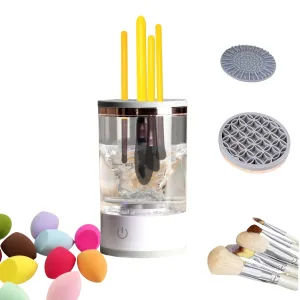 Electric Makeup Brush Cleaner Machine, 3-in-1 Automatic Spinning Brush Washer Dryer Store, USB Portable for All Size Brushes and Beauty Blenders