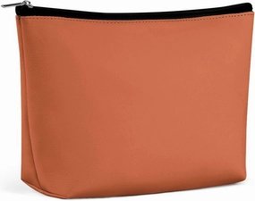 Elegant Makeup Bag, Dark Orange Solid Color Elegant Cosmetic Bag Large Capacity Pouch Portable Organizer for Men & Women