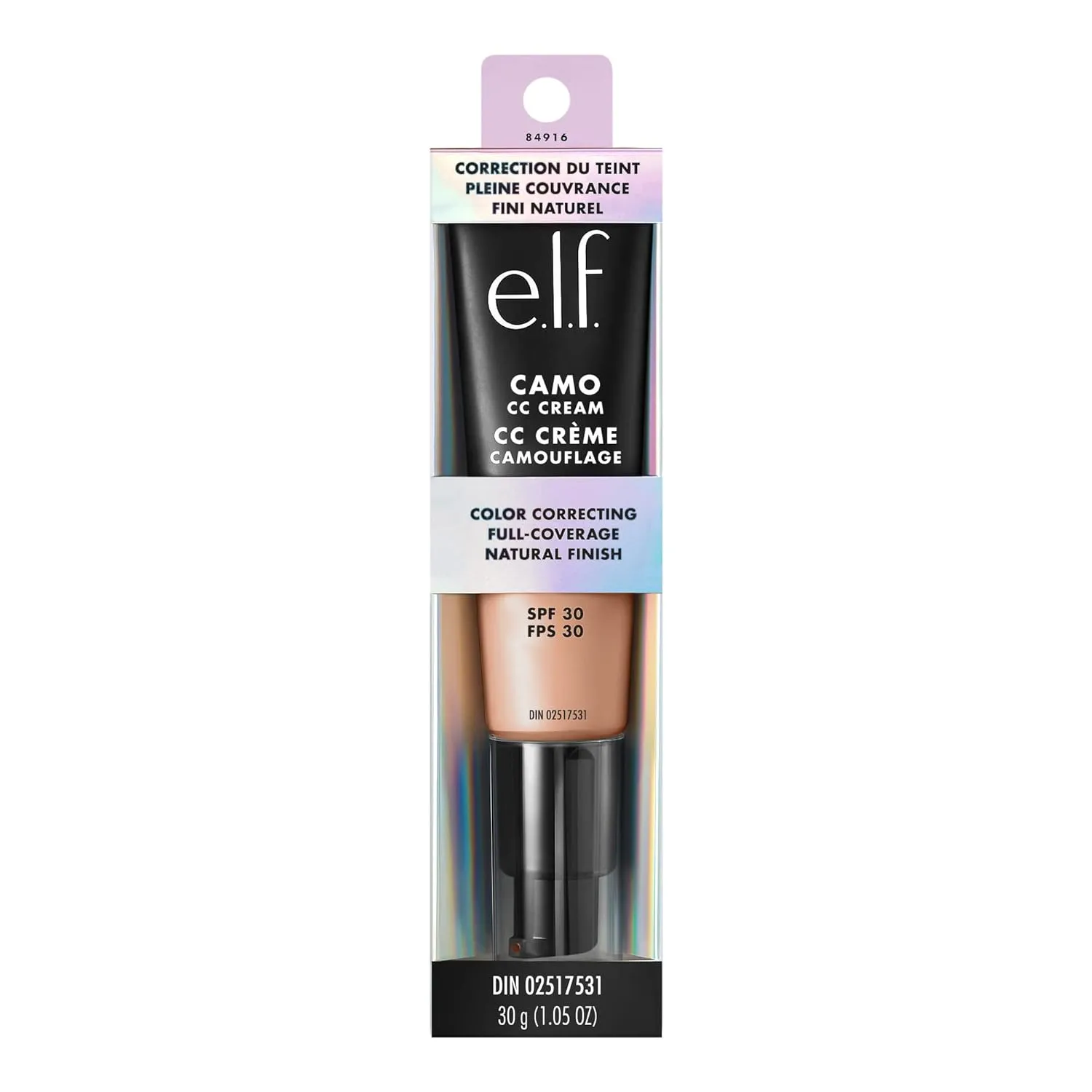 e.l.f. Camo CC Cream, SPF 30 Color-Correcting Medium-To-Full Coverage Face Foundation, Delivers An Airbrushed Finish, Vegan & Cruelty-Free, Medium 310 C