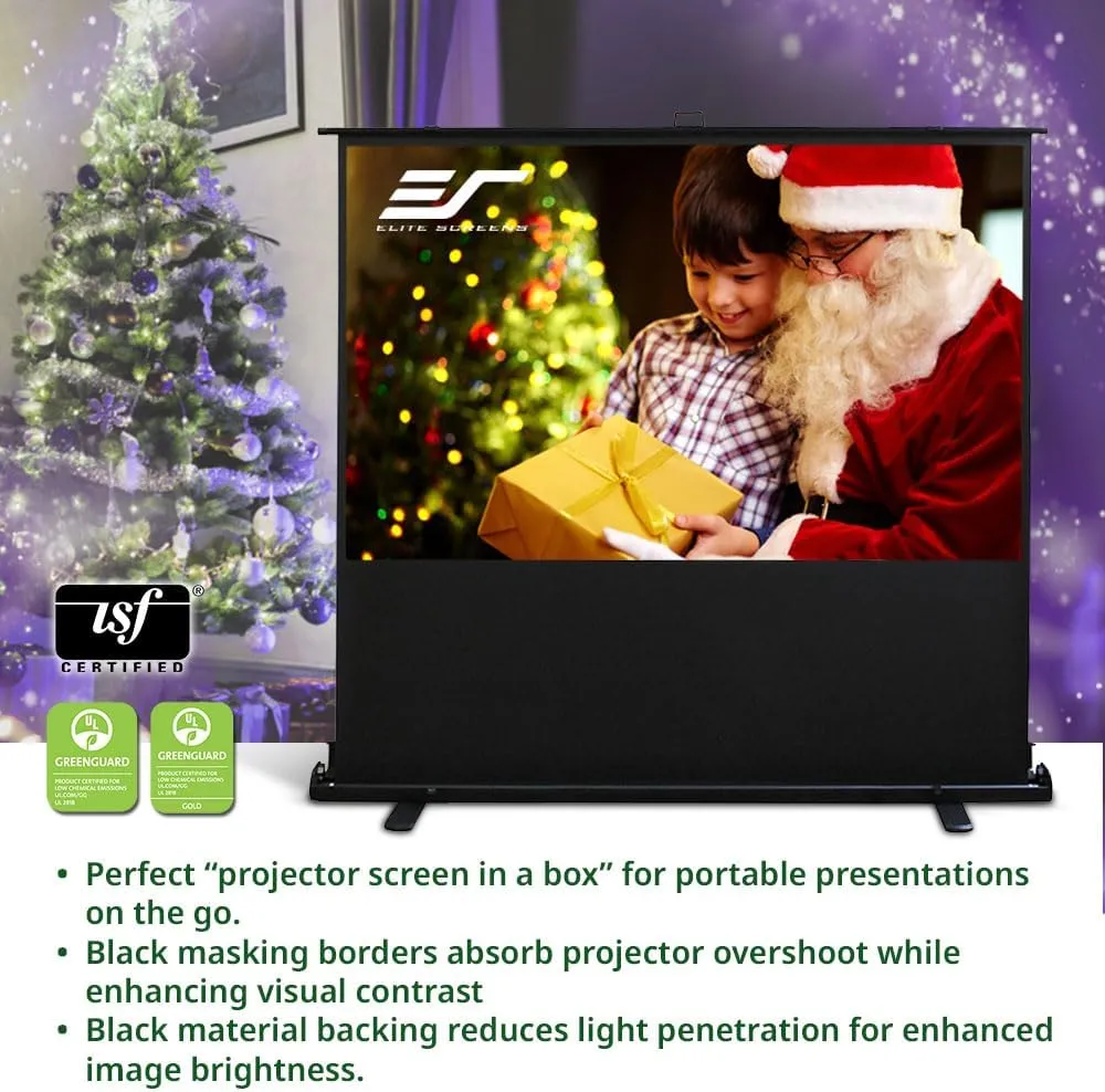 Elite Screens ezCinema 2, 95-inch 16:9 Manual Floor Pull Up Scissor Backed Projector Screen, Portable Home Office Classroom Front Projection w/ Carrying Bag, US Based Company 2-YEAR WARRANTY, F95XWH2