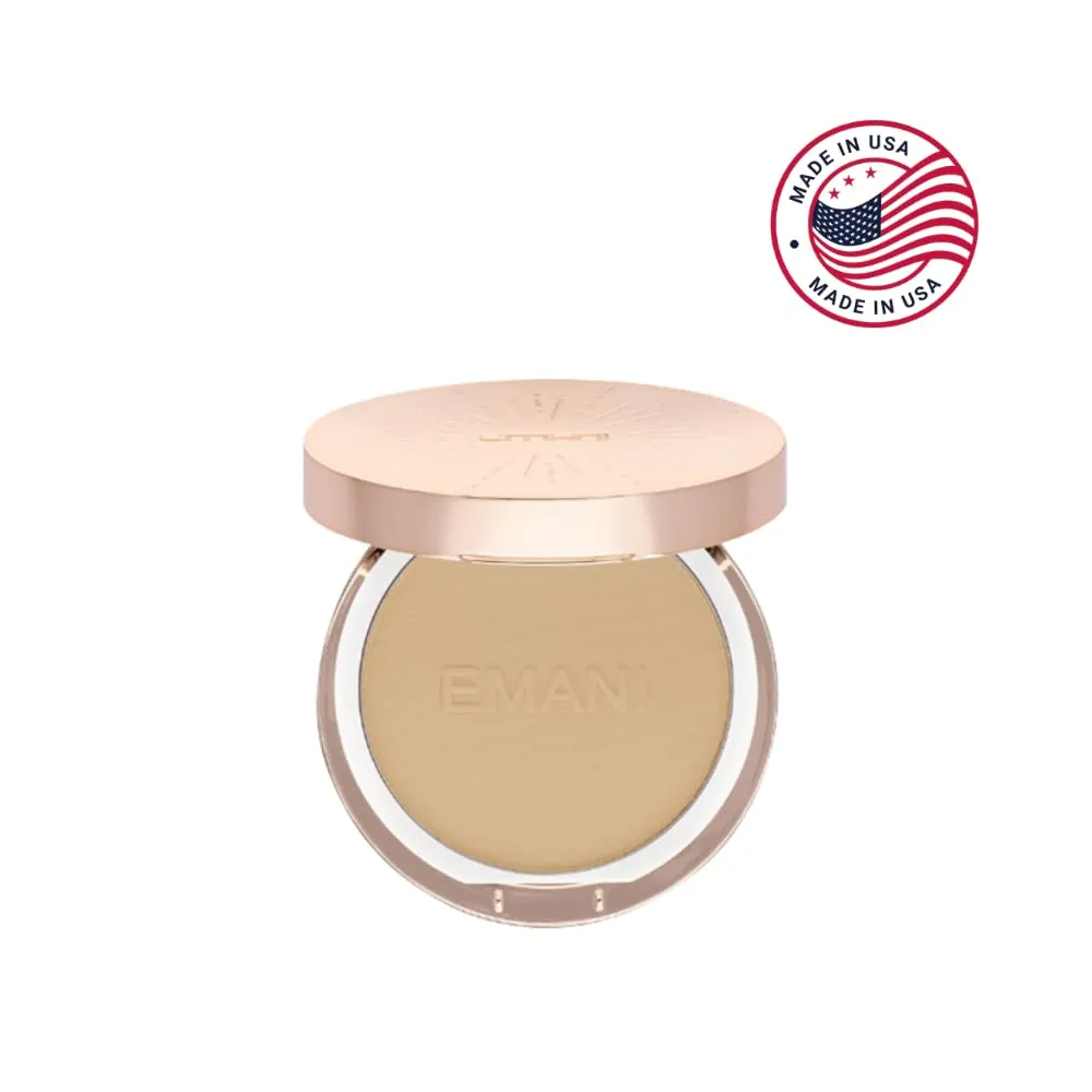 ​Emani​ Flawless Matte Powder Foundation Makeup for Sensitive Skin, Natural Mineral Foundation​ Compact with Buildable Coverage, ​Oil Control, Talc Free, ​Cruelty-Free & Vegan, Sienna