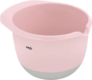 Emsa Prep&Bake K3241434 Plastic Mixing Bowl, 1.4 Litres, Non-Slip Base, Pouring Rim, Stackable, Pink