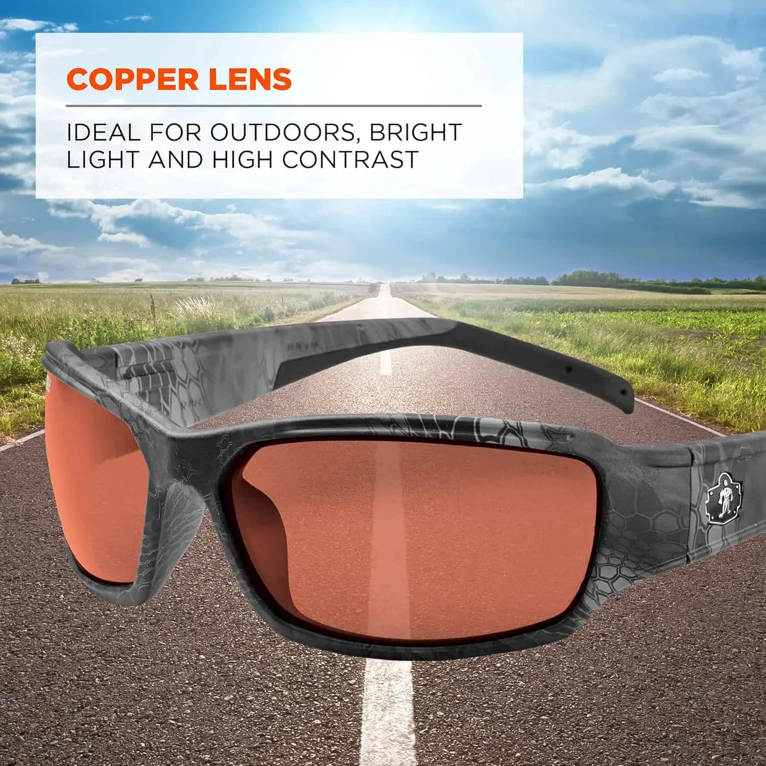 Ergodyne Skullerz Thor Anti-Fog Safety Glasses,Kryptek Typhon,Copper Lens