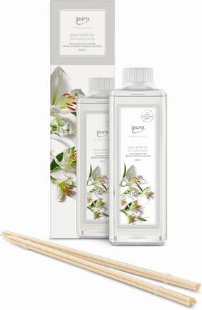 Essentials Refill Whity Lily Room Fragrance - Refill Room Freshener with Peach, Lily of the Valley, Jasmine, Clove, White Musk & Cedar Wood Fragrance Aroma - Air Freshener Refill Bottle 500 ml