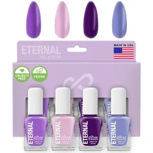 Eternal Purple Nail Polish Set for Women (HOLA BONITA) - Light Pink Nail Polish Set for Girls - Lasting & Quick Dry Fingernail Polish Kit for Home DIY Mani Pedi - Made in USA, 13.5mL (Set of 4)