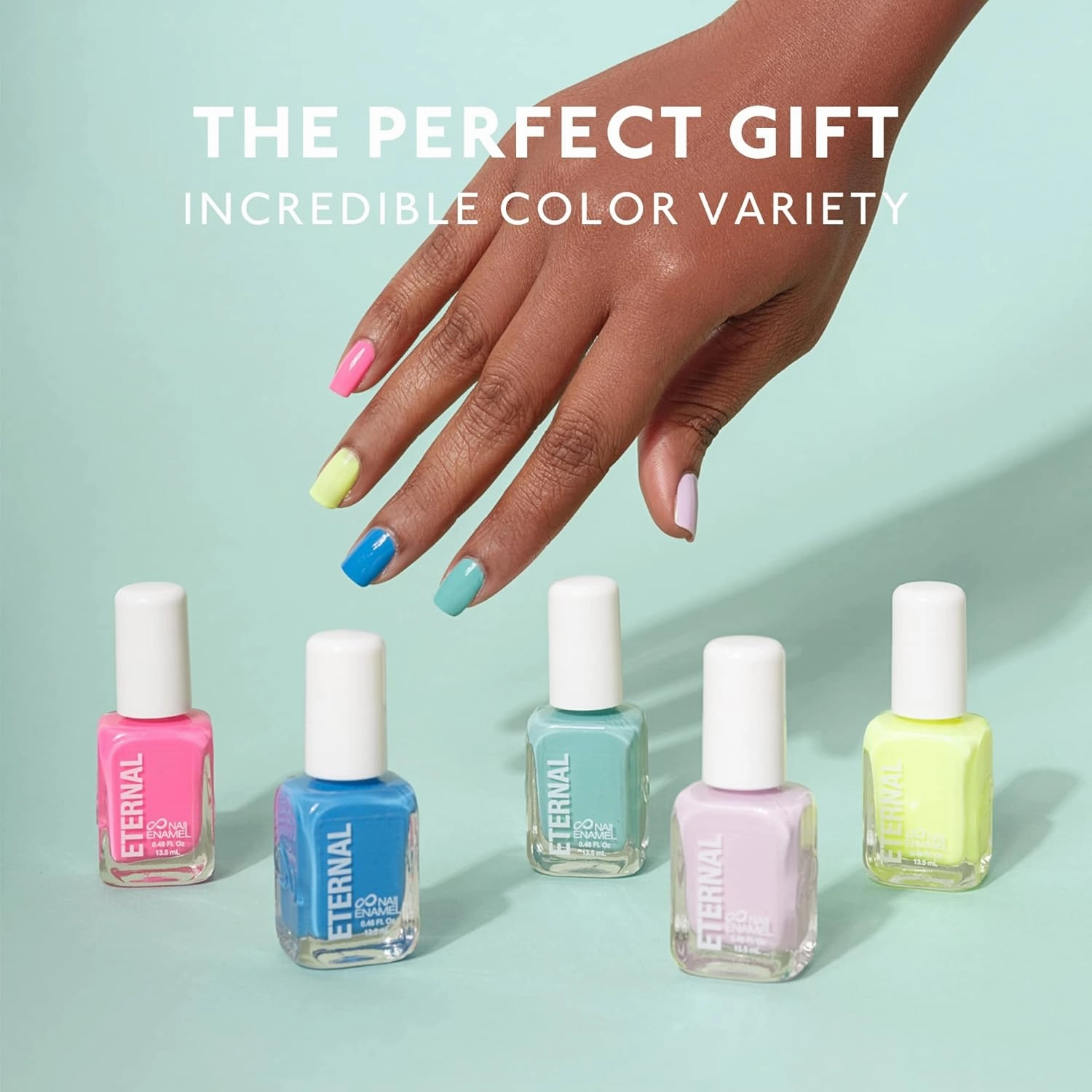 Eternal Pink Nail Polish Set for Women (FUN) - Green Nail Polish Set for Girls - Long Lasting & Quick Dry Blue Nail Polish Kit for Home DIY Manicure & Pedicure - Made in USA, 13.5mL (Set of 5)