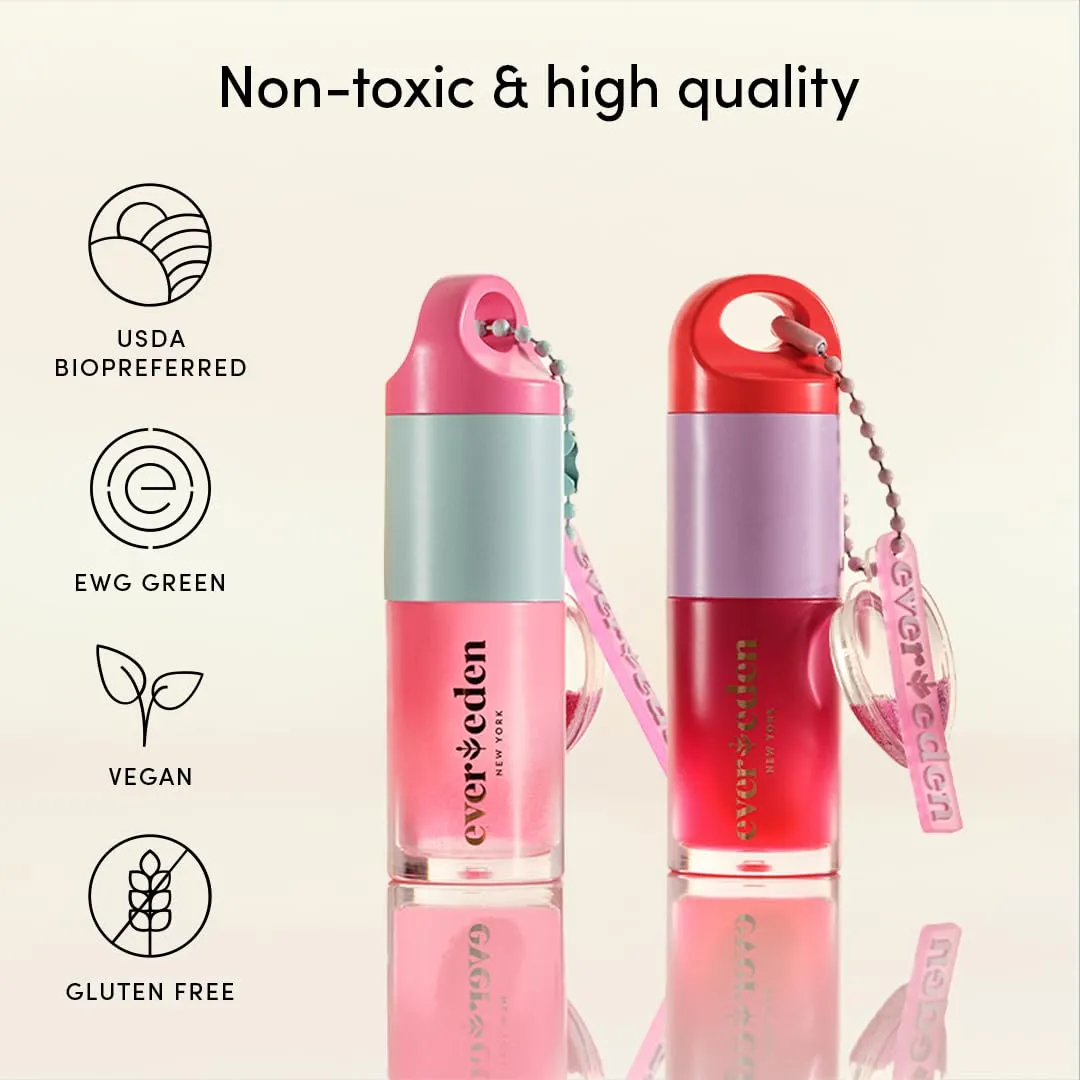 Evereden Kids Tinted Lip Gloss: Sheer Red - Non Toxic, Vegan Clean Makeup for Kids - Soothing & Hydrating Lip Gloss with Cherry, Peach, & Cranberry Oils