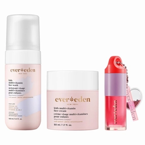 Evereden Happy Kids Skin & Lips Routine - Multi-Vitamin Face Wash & Face Cream Peach & Tinted Lip Oil Ruby Red Set - Clean & Vegan Skin Care for Kids 3  - Moisturizing, Nourishing, & Protective
