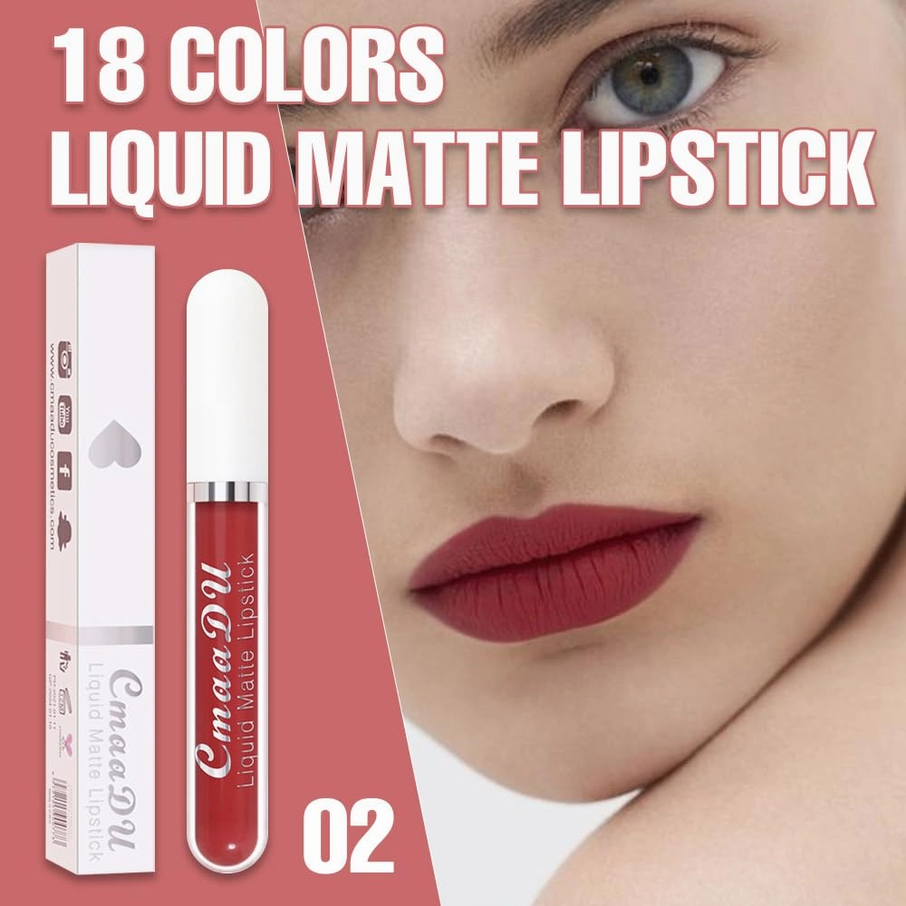 evpct 1Pcs Mauve Plum Red Liquid Matte Lipstick Lipgloss Set for Women, labiales mate 24 horas originales matte larga duracion 24 Hour Lipstick Lip Stains Long Lasting Waterproof 24, 02#