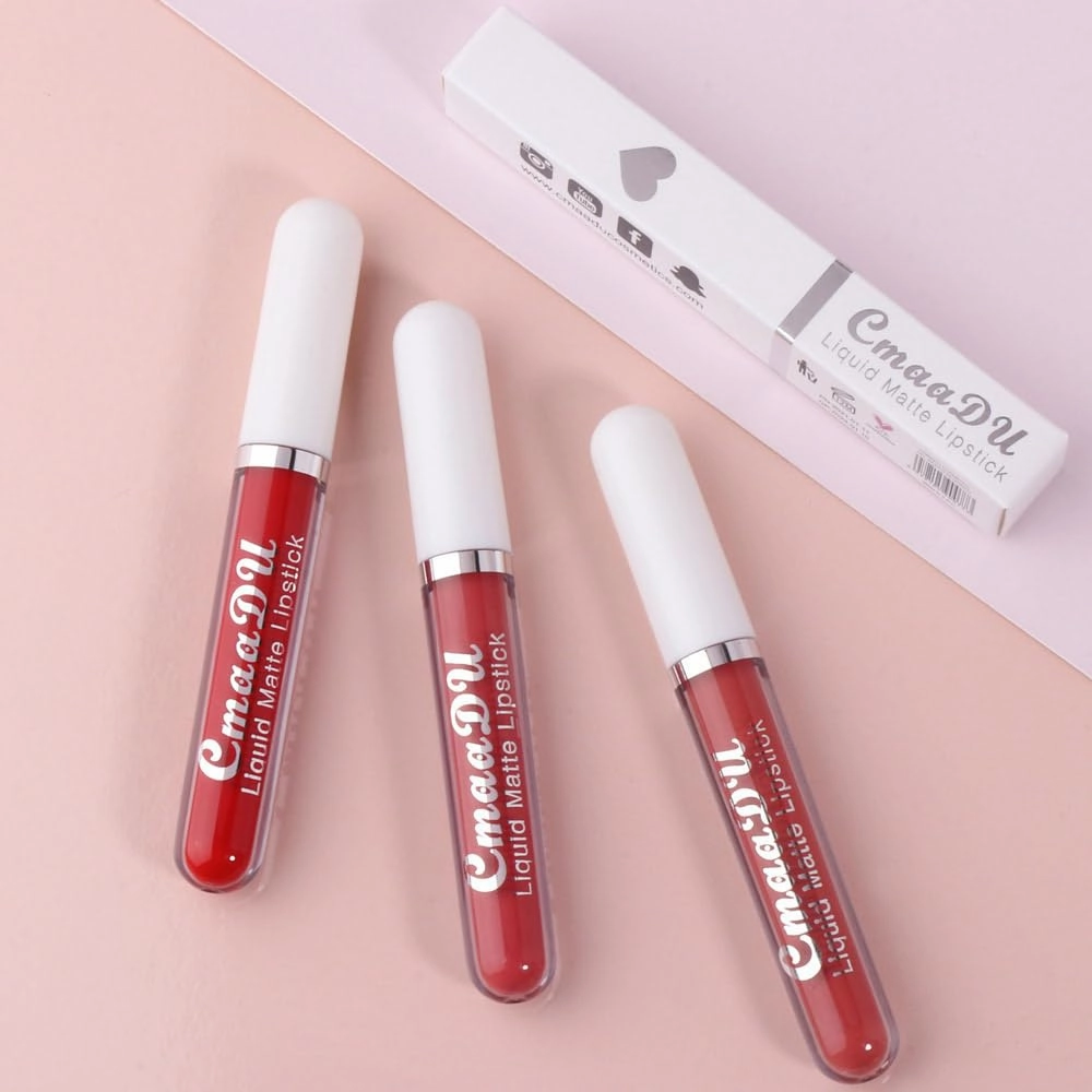 evpct 1Pcs Mauve Plum Red Liquid Matte Lipstick Lipgloss Set for Women, labiales mate 24 horas originales matte larga duracion 24 Hour Lipstick Lip Stains Long Lasting Waterproof 24, 02#