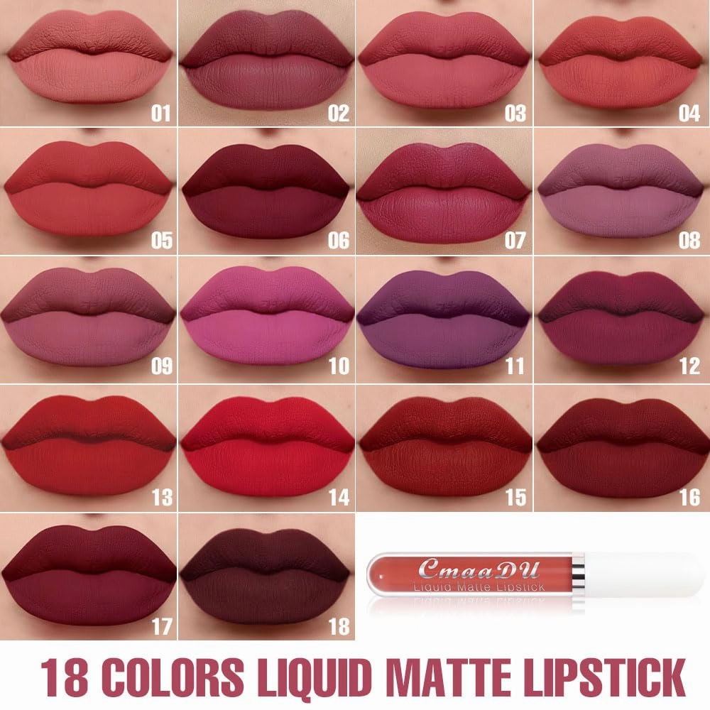 evpct 1Pcs Mauve Plum Red Liquid Matte Lipstick Lipgloss Set for Women, labiales mate 24 horas originales matte larga duracion 24 Hour Lipstick Lip Stains Long Lasting Waterproof 24, 02#