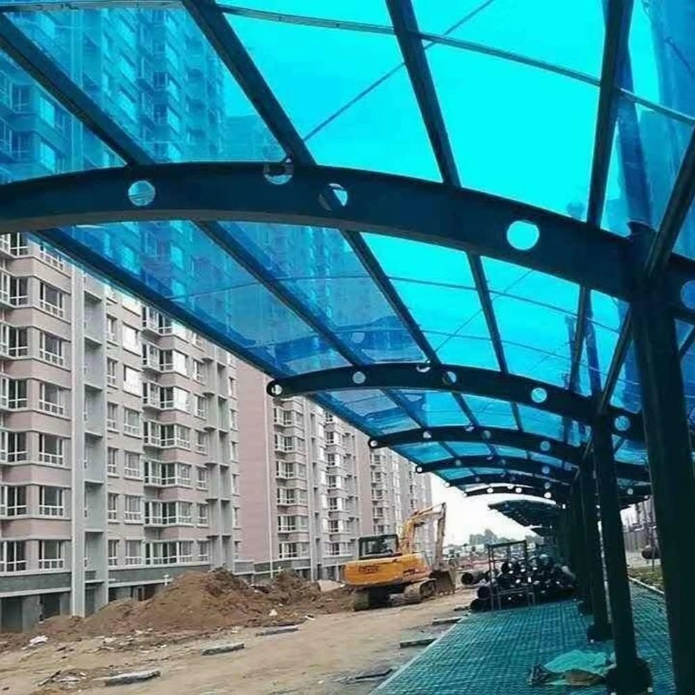 exproyzk Polycarbonate Plastic Sheet, 1mm Thick, Light-Gathering Tiles, Double-Sided Lamination Impact Resistant Transparent Glass Replacement Panel (Color : Clear-Blue, Size : 1x1m)