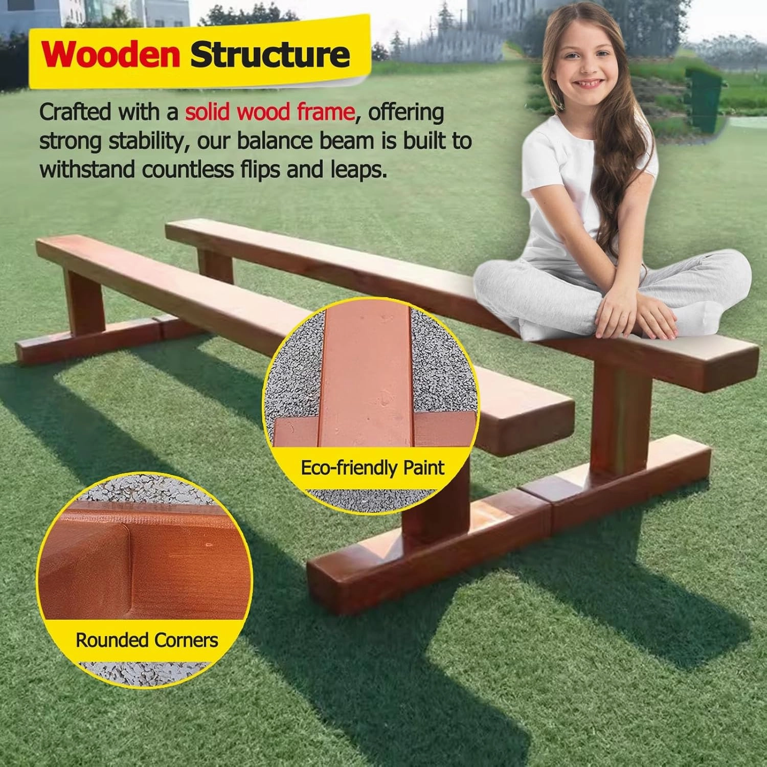 Extra-Firm Balance Beam/ Gymnastics Beam, 150 200 Cm Long Professional Floor Walking Beams, Home/ Gym/ School Gymnastics Equipment, with Anti-Slip & Removable Base(150cm(59.1in) long/8cm(3.1in) width)