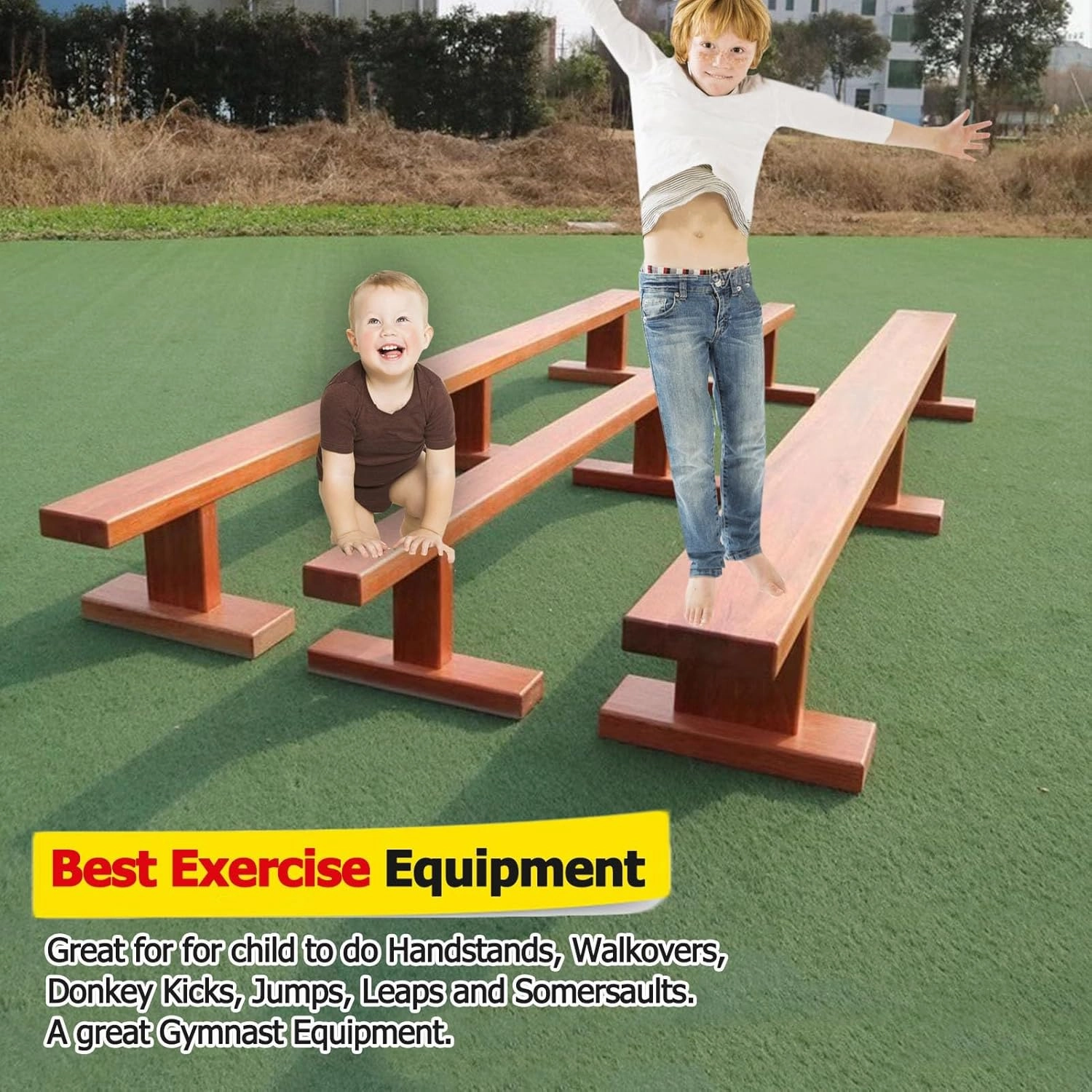 Extra-Firm Balance Beam/ Gymnastics Beam, 150 200 Cm Long Professional Floor Walking Beams, Home/ Gym/ School Gymnastics Equipment, with Anti-Slip & Removable Base(150cm(59.1in) long/8cm(3.1in) width)