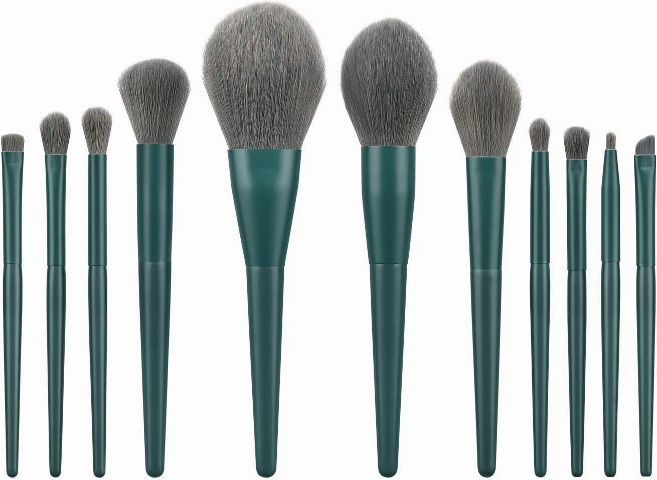 Eye Shadow Brush 11 Set Makeup Brush Foundation for Powder Cosmetic Mix Brush Face Brush Holder(Dark Green)