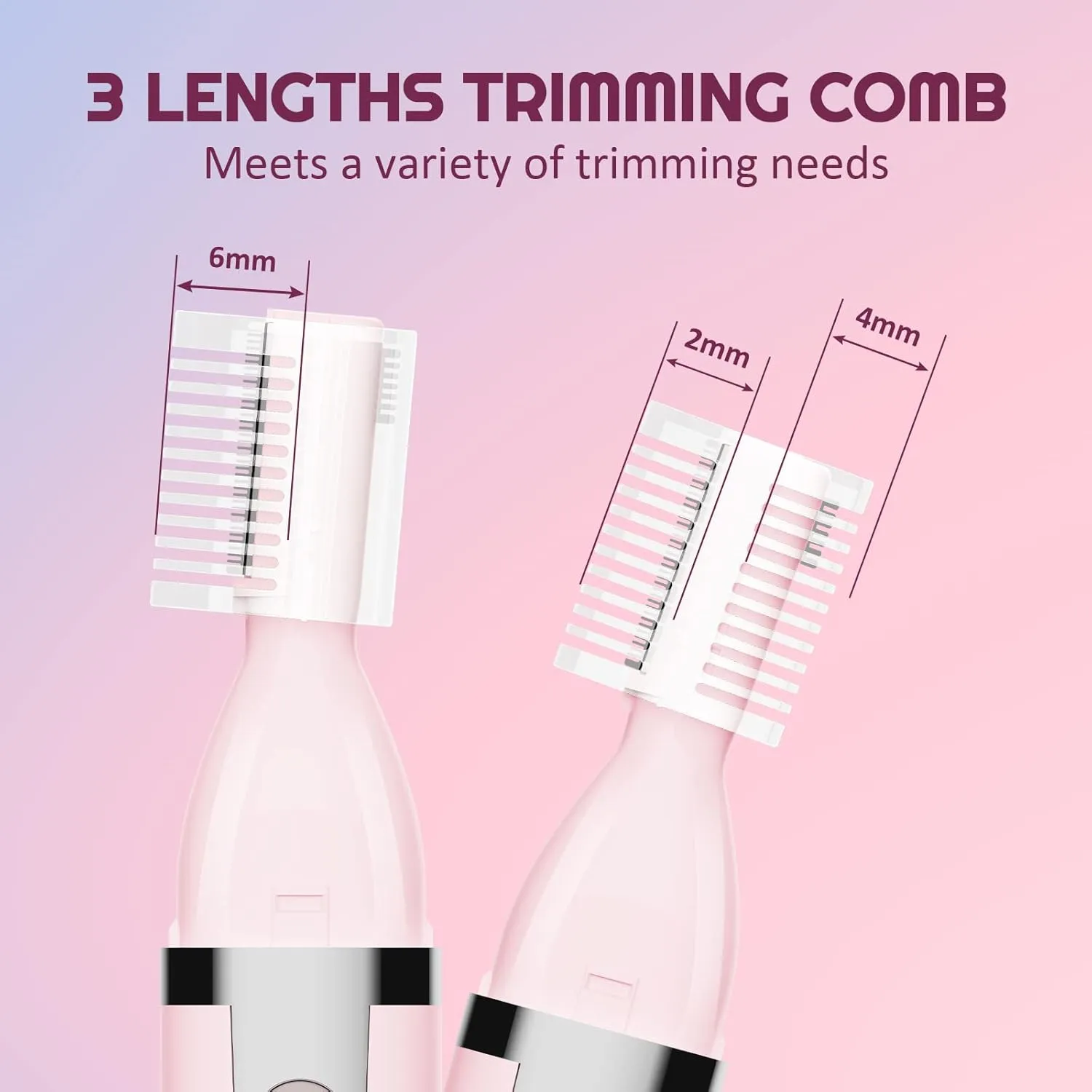 Eyebrow Trimmer Electric Eyebrow Razor for Women, Rechargeable Facial Hair Shaver Painless Detail Trimmer with Rinseable Blade for Face Neck Lips (Pink)