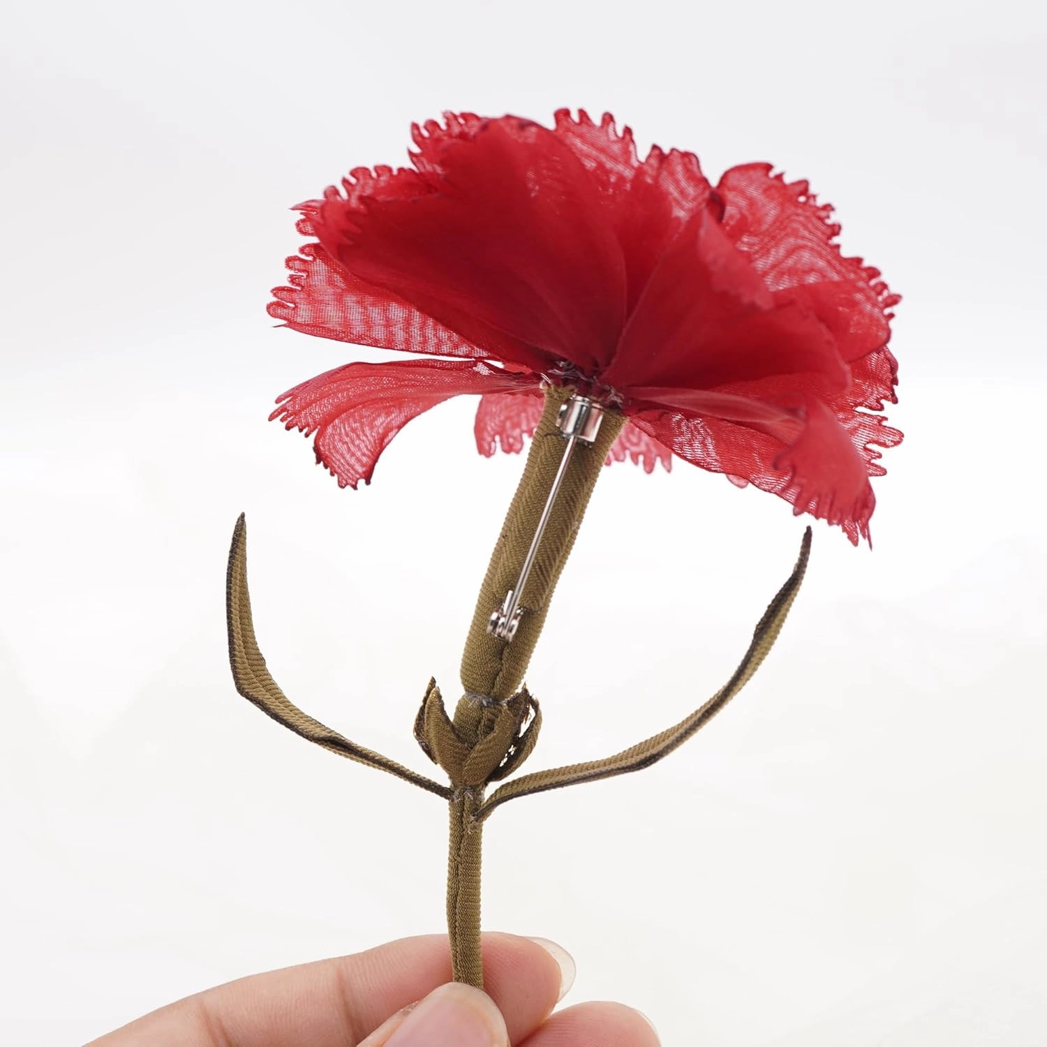 FABRIC FLOWER CLUSTER brooch pin By NhanDo Handmade ? Floral Brooch Pin, Handmade Gift Ideas, Gift for her, Gift For Mother, Bridesmaid gift, Birthday Gift (Red Chiffon Carnation)