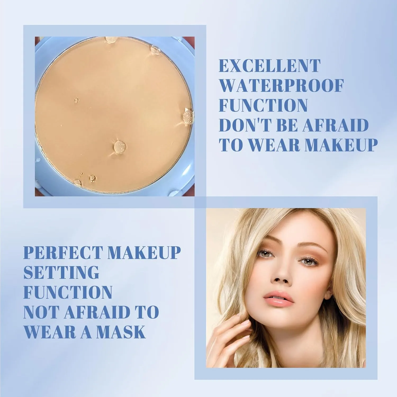 Face Powder, Lasting Waterproof Face Powder Ouhoe, Matte Smooth Flawless Foundation, Lightweight Setting Powders Foundation, Oil Control Face Pressed Finishing Powders (#01 Classic Ivory, 0.3oz)
