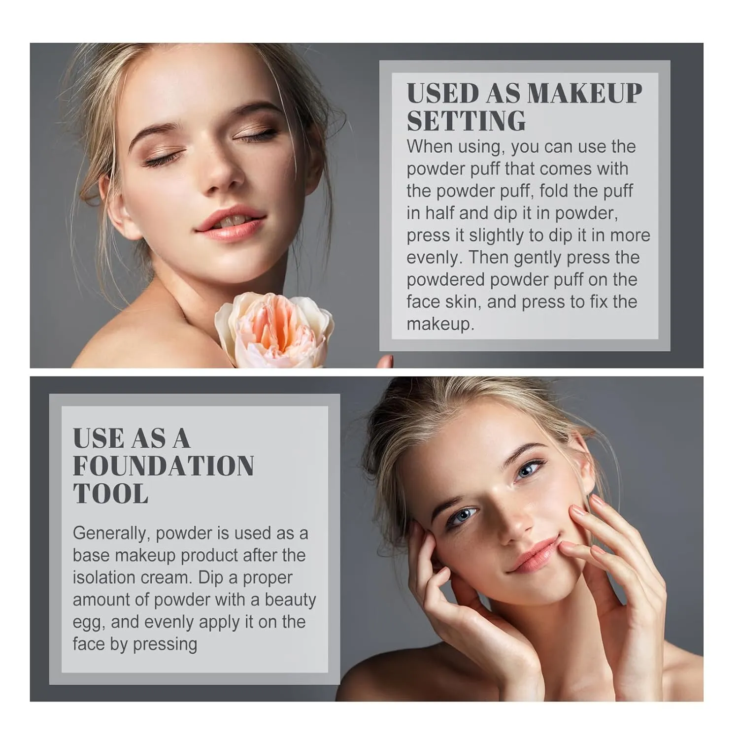 Face Powder, Lasting Waterproof Face Powder Ouhoe, Matte Smooth Flawless Foundation, Lightweight Setting Powders Foundation, Oil Control Face Pressed Finishing Powders (#01 Classic Ivory, 0.3oz)
