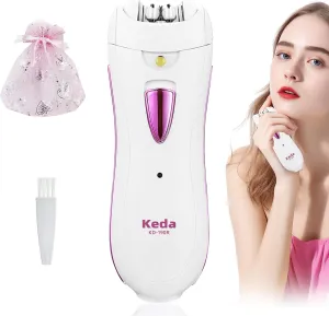 Facial Epilator, Smooth Glide Hair Removal for Face, Armpits, Bikini & Legs, Rechargeable, Water Resistant, Pink, Includes Epilator, Brush, User Manual, USB Charging Cable