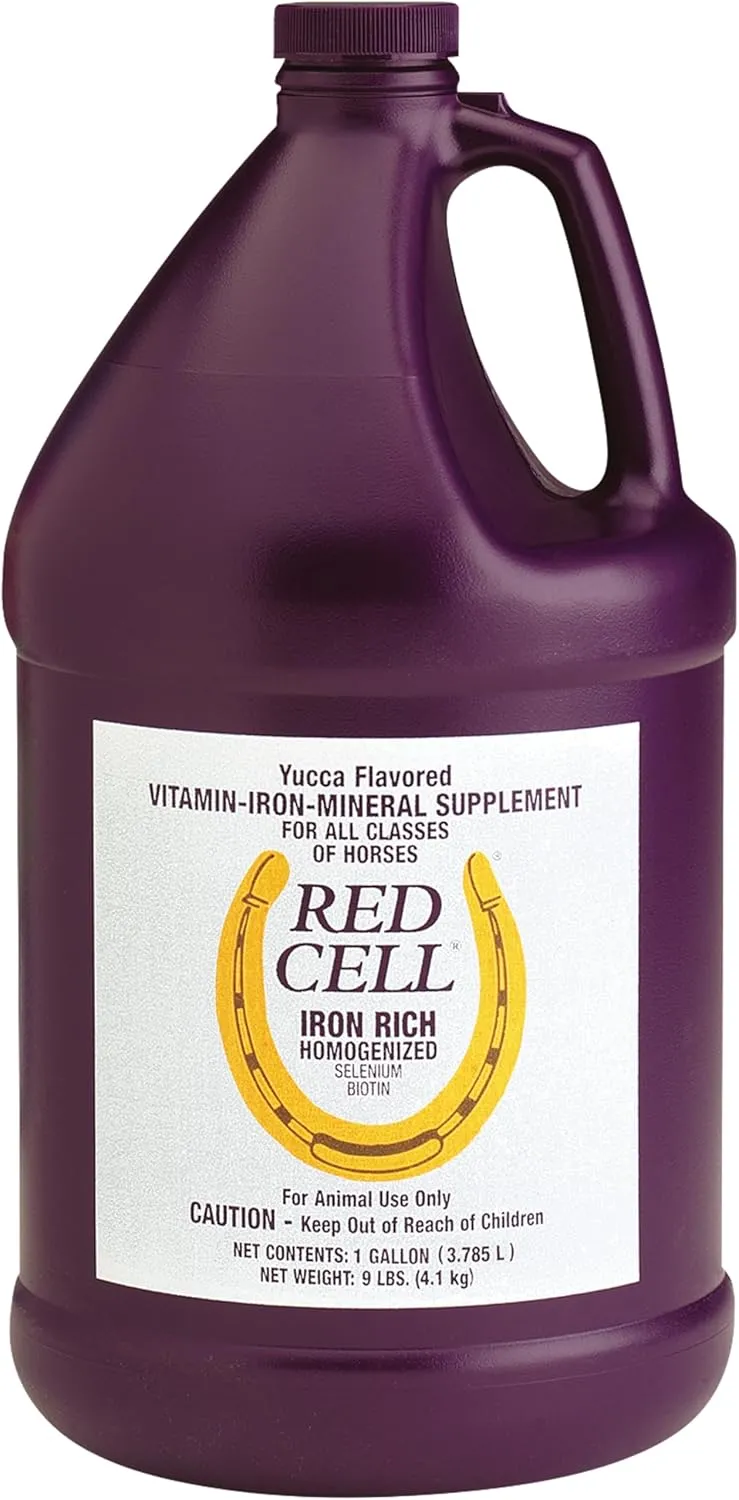 Farnam Horse Health Red Cell, Liquid Vitamin-Iron-Mineral Supplement for Horses, Helps Fill Important Nutritional Gaps in Horse's Diet, 1 Gallon, 128 Oz., 64-Day Supply