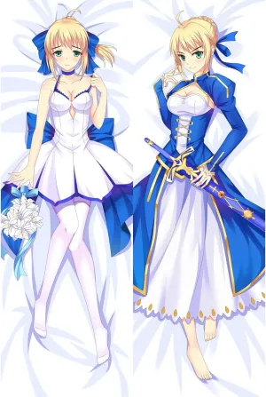 Fate Grand Order Altria Pendragon Double Sided hugs 3D Printed Pattern Cushion Cover, Princess Anime Pillowcase Dakimakura, 150x50cm Peach Skin/2WAY(Peach Skin,40x120cm(47x16in))