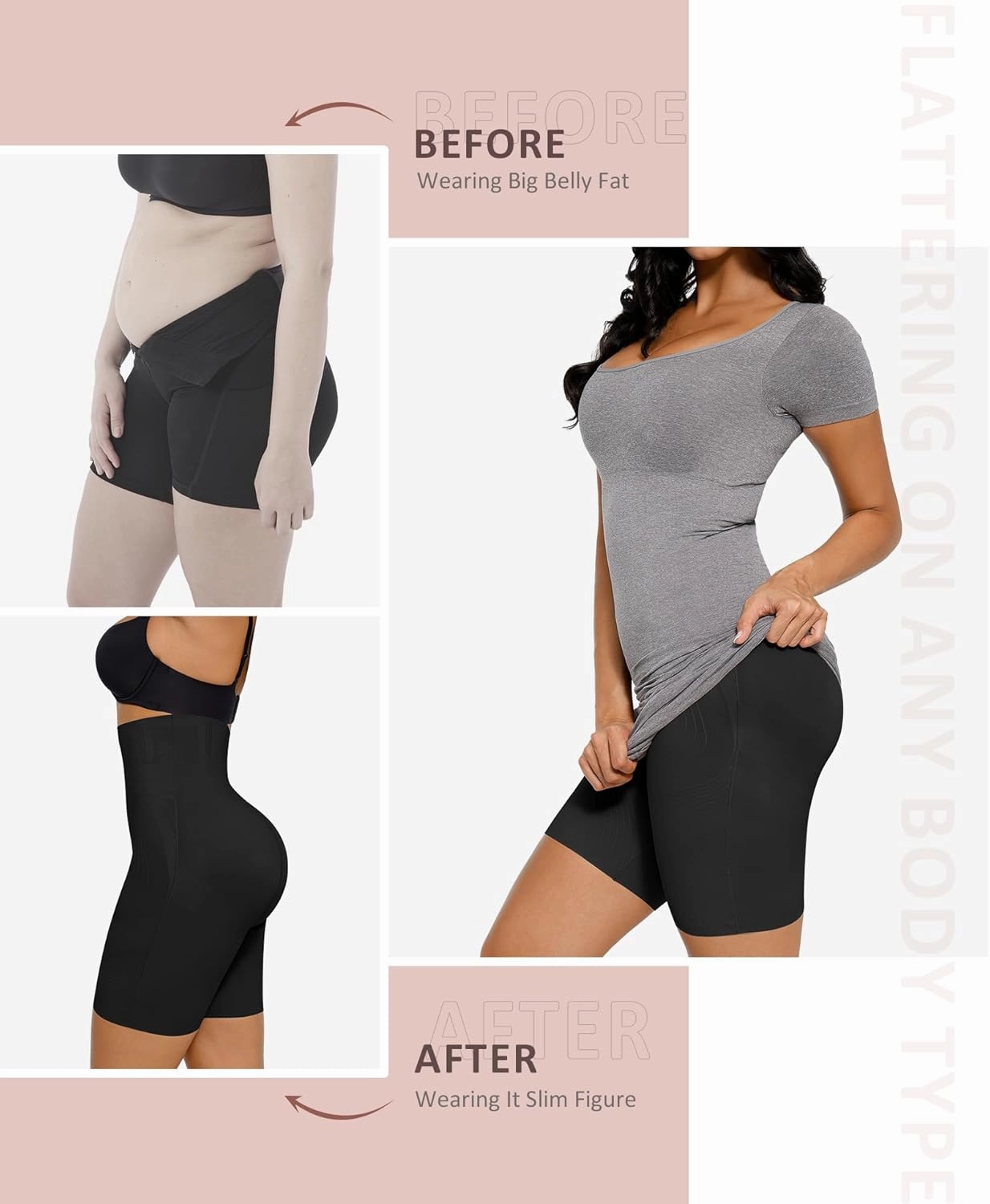 FeelinGirl Shapewear Tummy Control High Waisted Body Shaper Underwear for Women Shorts Seamless Shaping Panties