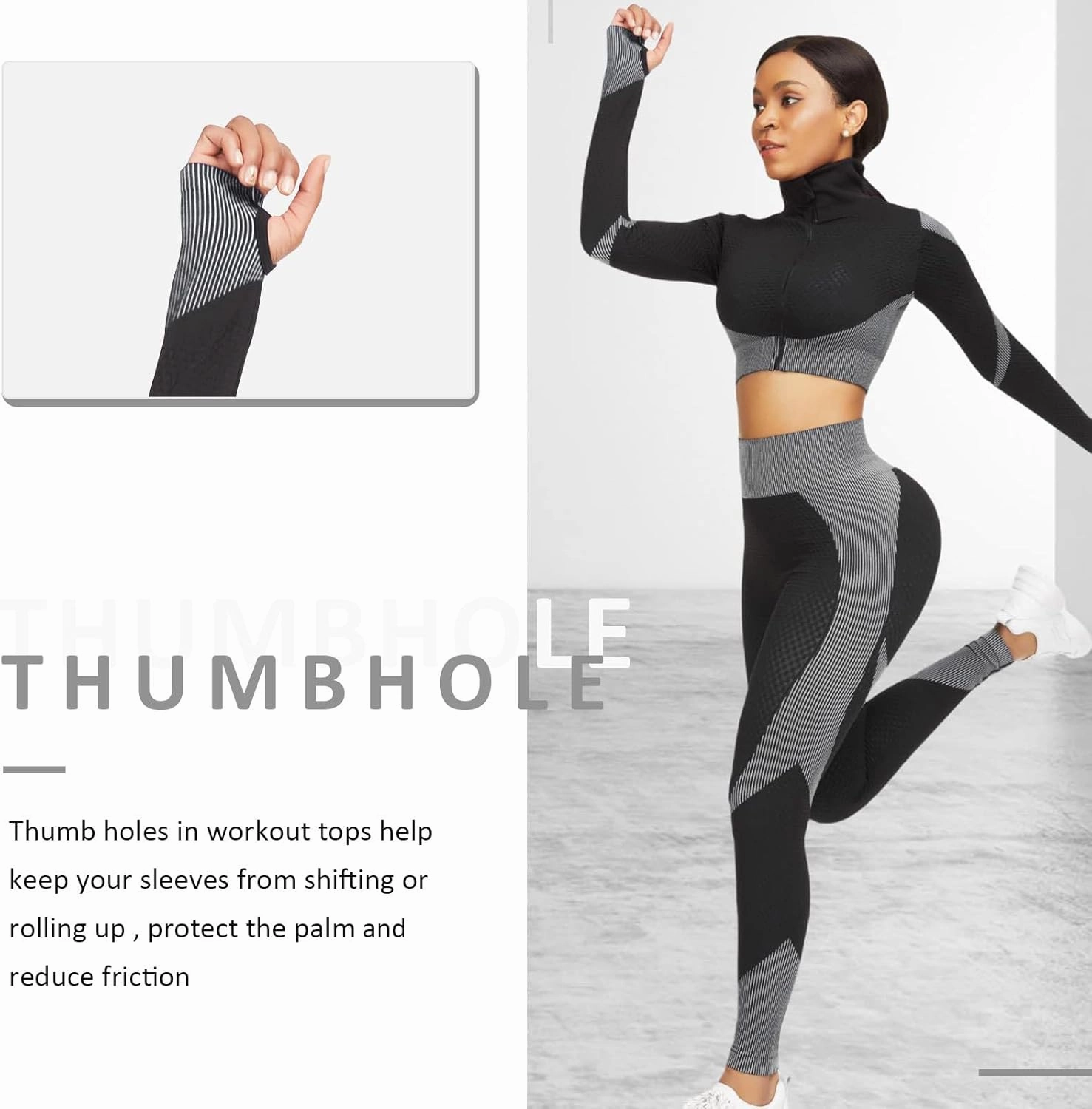 FeelinGirl Workout Sets for Women-2 Piece Seamless Yoga Outfit High Waist Leggings Crop Top Gym Sets
