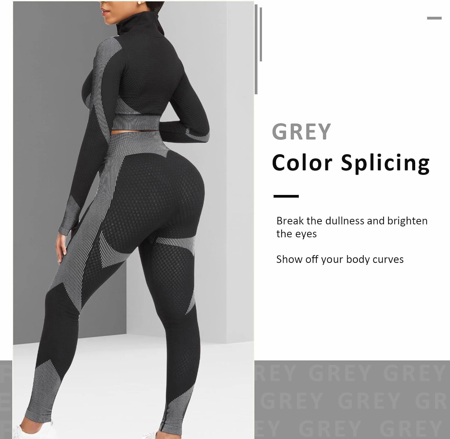 FeelinGirl Workout Sets for Women-2 Piece Seamless Yoga Outfit High Waist Leggings Crop Top Gym Sets