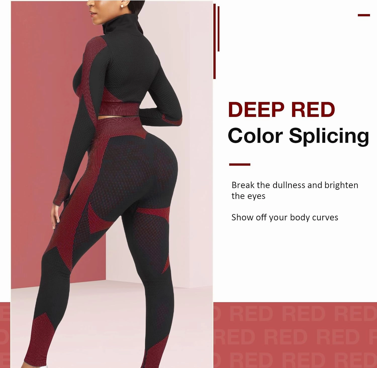 FeelinGirl Workout Sets for Women-2 Piece Seamless Yoga Outfit High Waist Leggings Crop Top Gym Sets