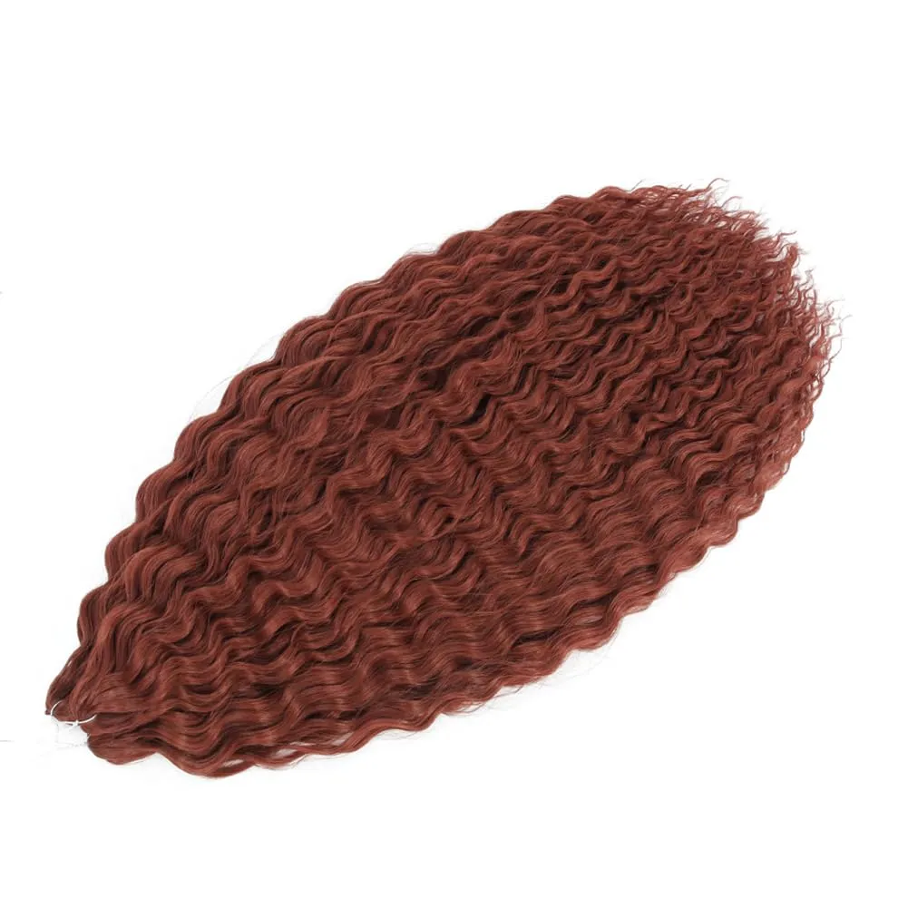 Felek Ocean Wave Crochet Braiding Hair 30inch 3 Packs Copper Red Long Water Wave Wavy Deep Curly Crochet Braids Hair For Black Women (Reddish Brown, #360)
