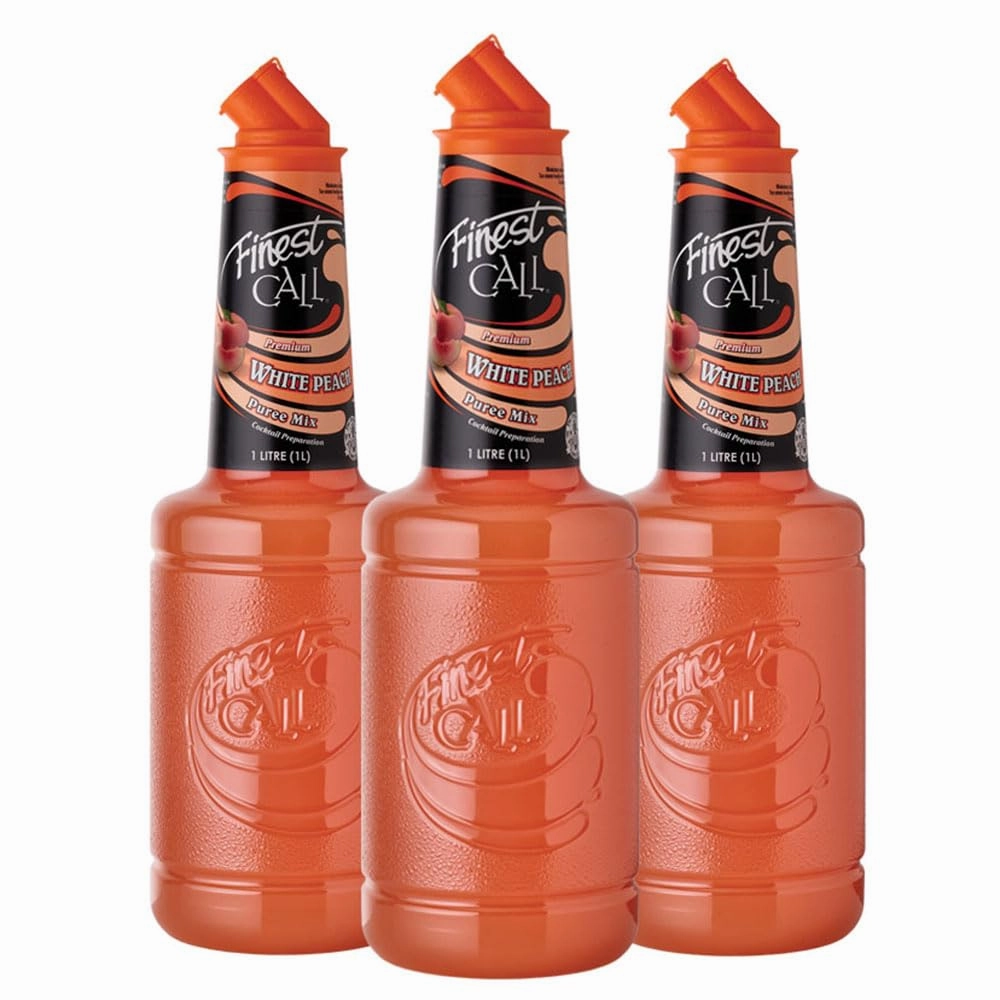 Finest Call Premium White Peach Fruit Puree, 1 Liter Bottle (33.8 Fl Oz), Pack of 3