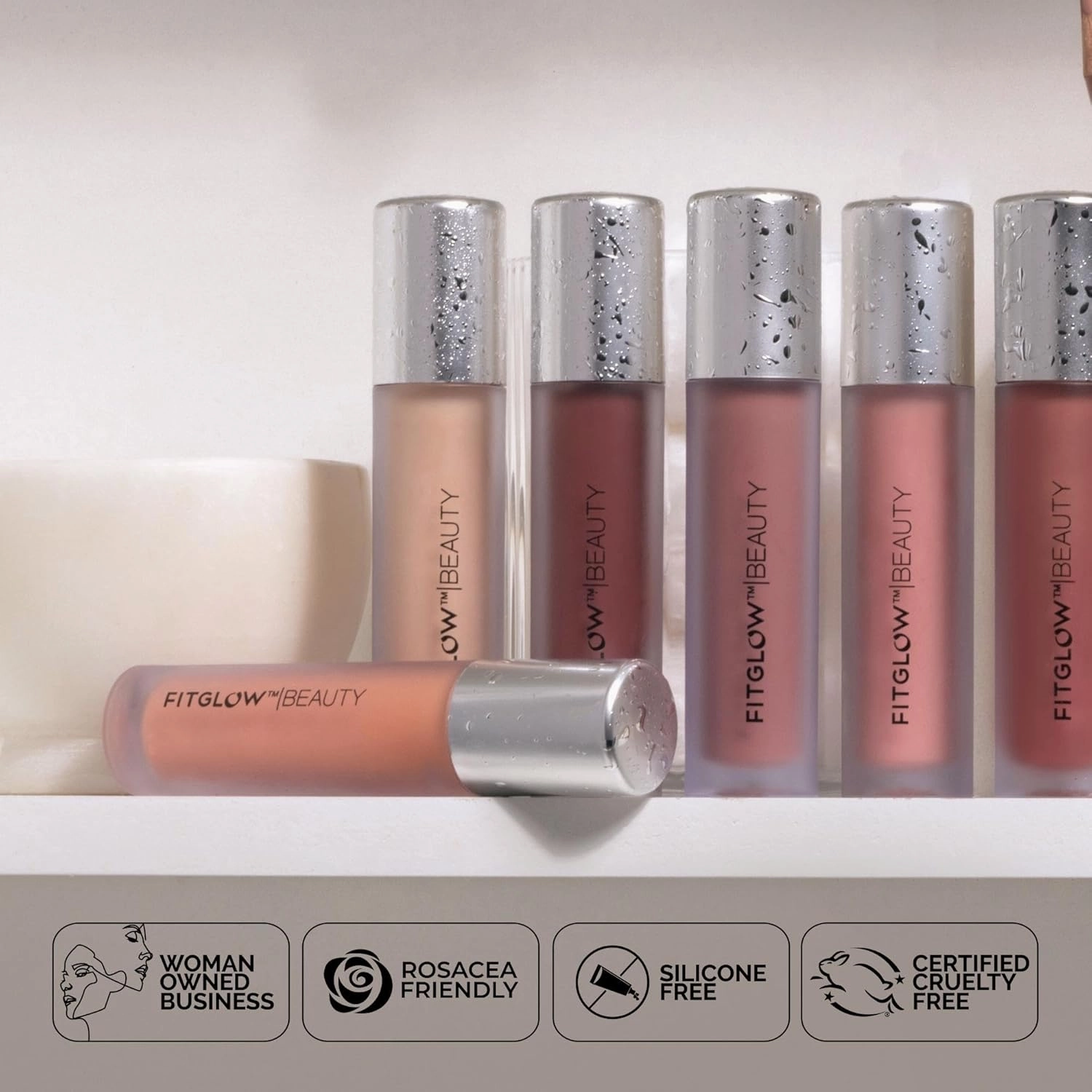 FITGLOW Beauty Lip Colour Serum | Hydrating Lip Gloss | Plumping Anti-Aging Lip Treatment | Natural Shine with Pomegranate Sterols & Collagen | Buildable Color for Dry Chapped Lips | Nudie - 10g