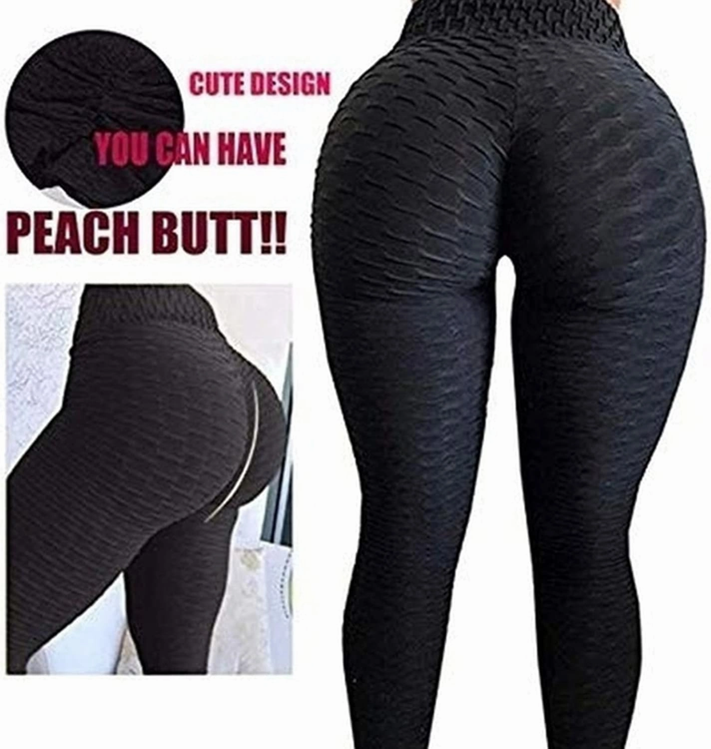 FITTOO Womens High Waist Textured Workout Leggings Booty Scrunch Yoga Pants Slimming Ruched Tights