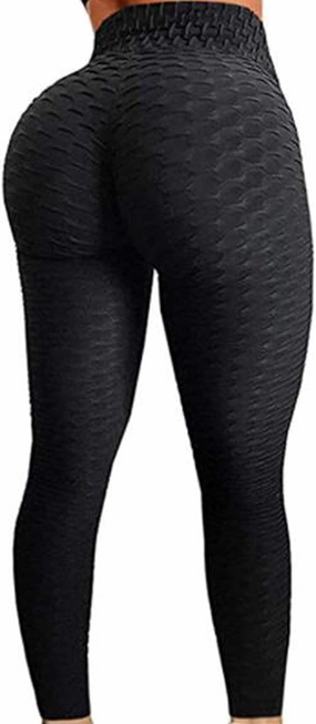 FITTOO Womens High Waist Textured Workout Leggings Booty Scrunch Yoga Pants Slimming Ruched Tights