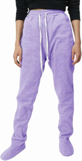 Fleece Footed Pajamas for Women Winter Soft Warm Elastic Waist Casual Sweatpants Loose Loungewear Trousers with Feet