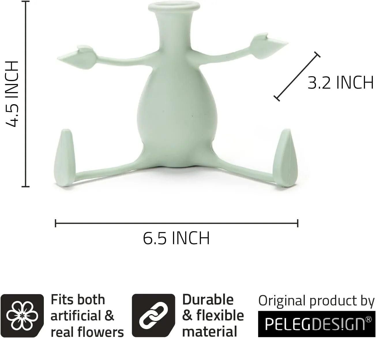Florino – Friendly Flower Vase Modern Home Décor Vase for Flowers Unique Gifts by Peleg Design (Mint)
