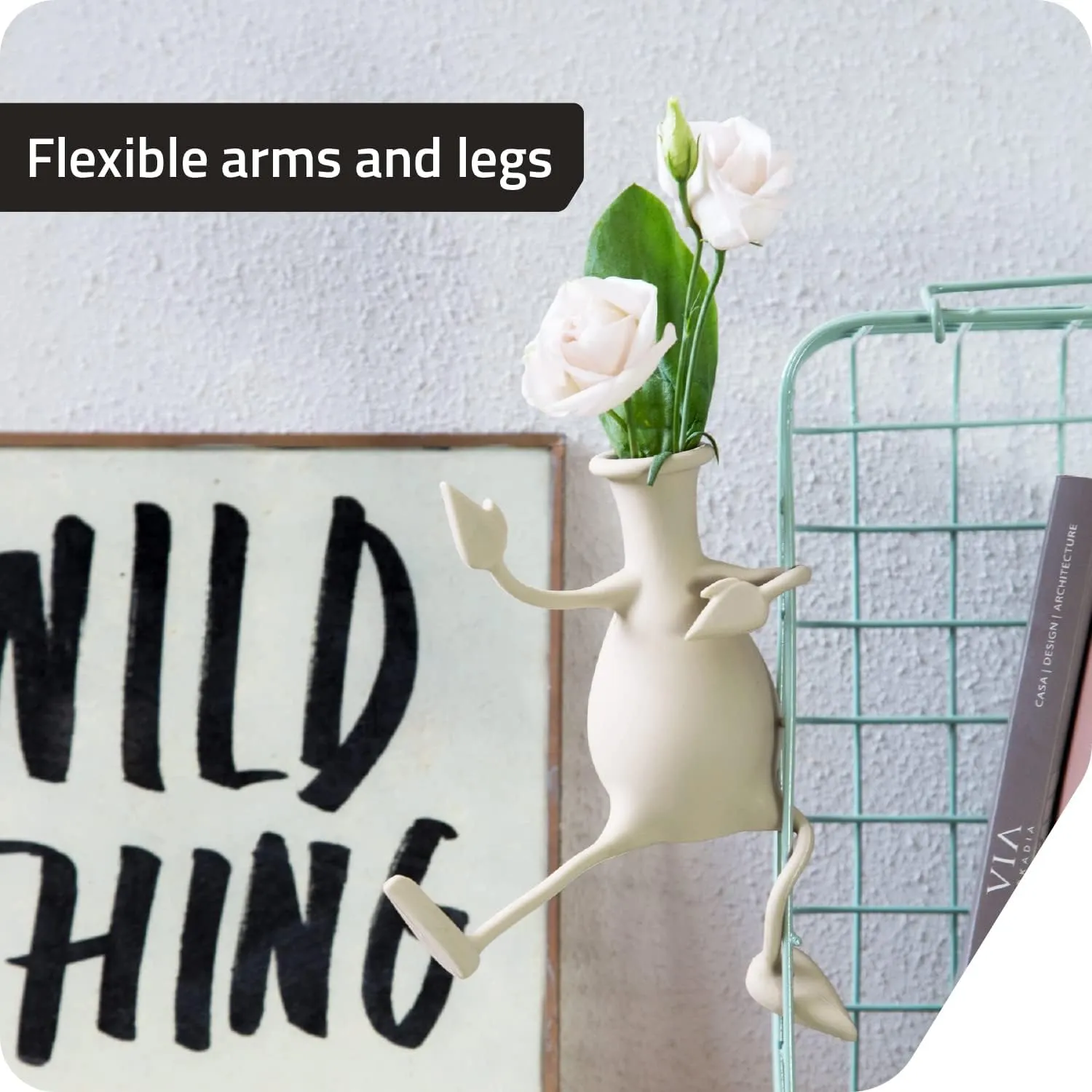 Florino – Friendly Flower Vase Modern Home Décor Vase for Flowers Unique Gifts by Peleg Design (Stone)