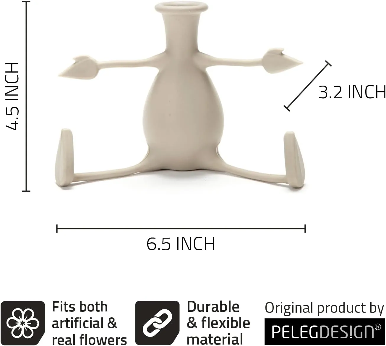 Florino – Friendly Flower Vase Modern Home Décor Vase for Flowers Unique Gifts by Peleg Design (Stone)