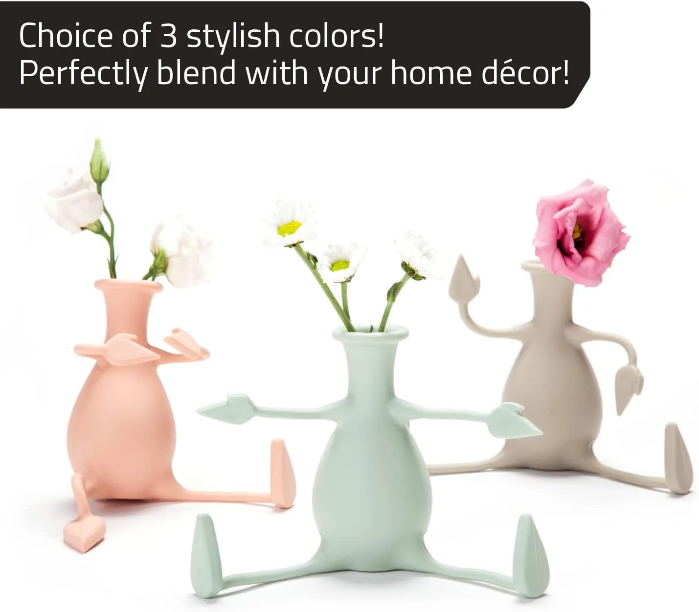 Florino – Friendly Flower Vase Modern Home Décor Vase for Flowers Unique Gifts by Peleg Design (Stone)