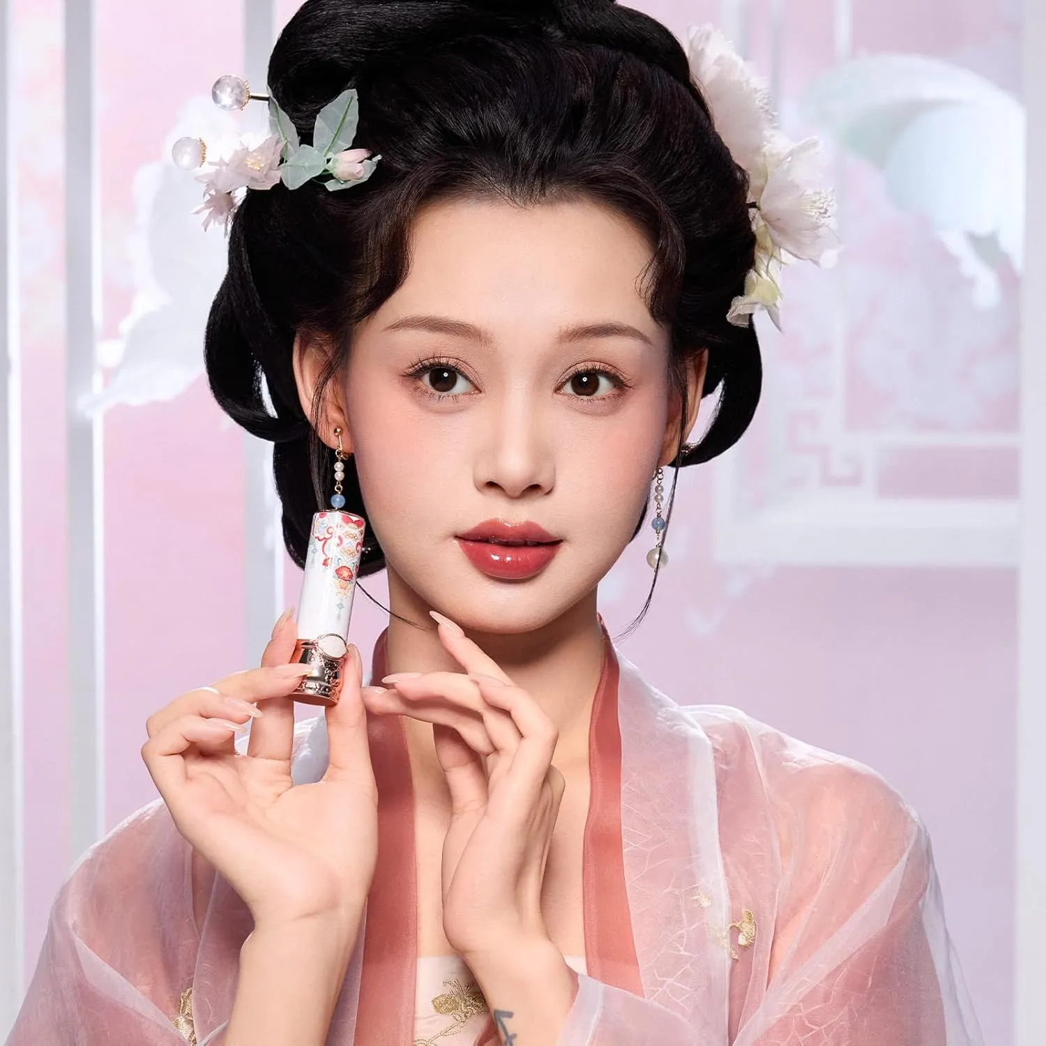 Flower Knows Butterfly Cloud Collar Glossy Lipstick,Hydrating Solid Lip Gloss,Moisturizing Red Tinted Lip Balm,Long Lasting Lip Gloss in Balm for Girls&Women,Vegan & Cruelty-Free(C09 Camellia)