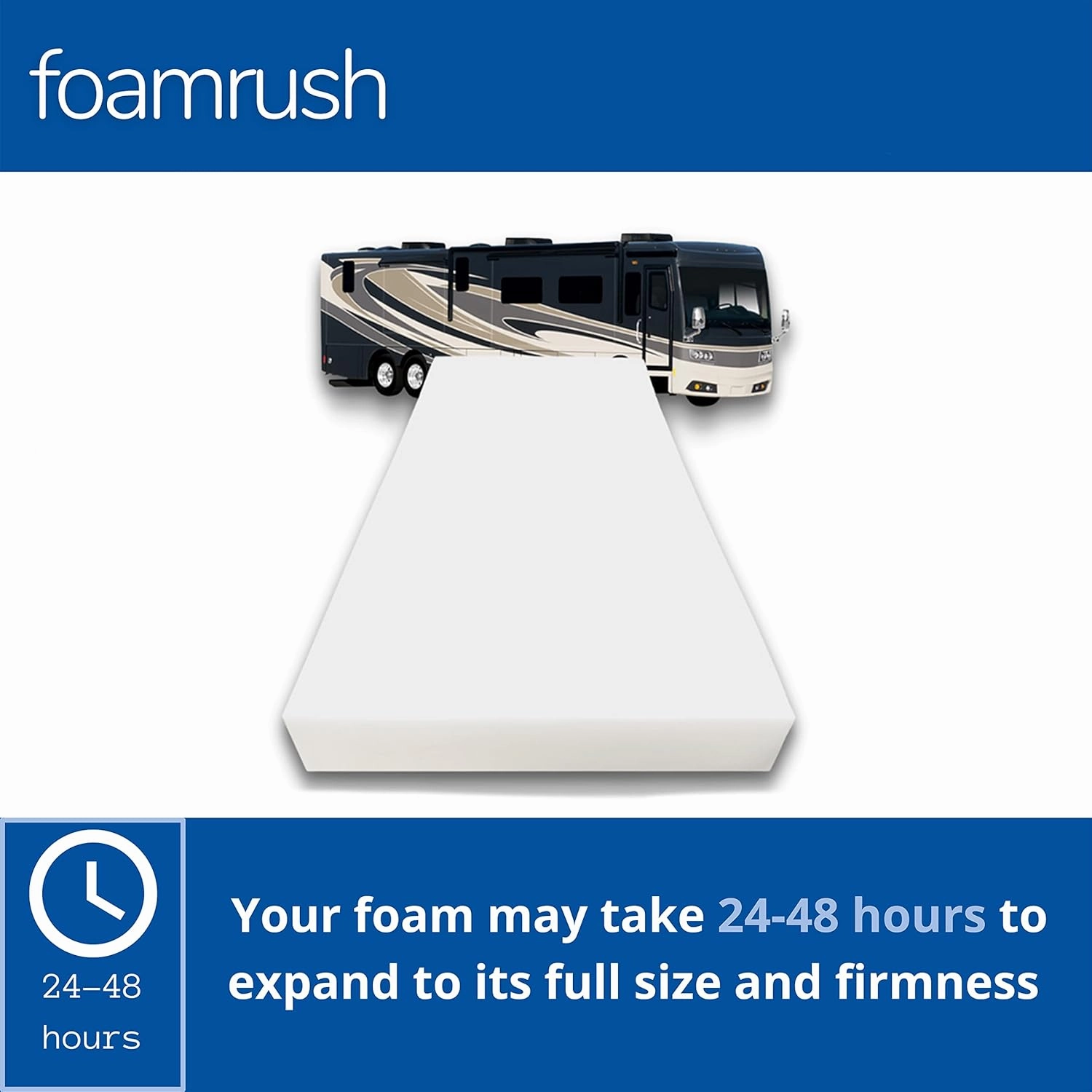 FoamRush 8-Inch Bunk (30" x 80") High Density Foam RV Mattress Replacement, Medium Firm, Pressure Relief Support, Travel Camper Trailer Truck, Made in USA, CertiPUR-US Certified, Cover Not Included